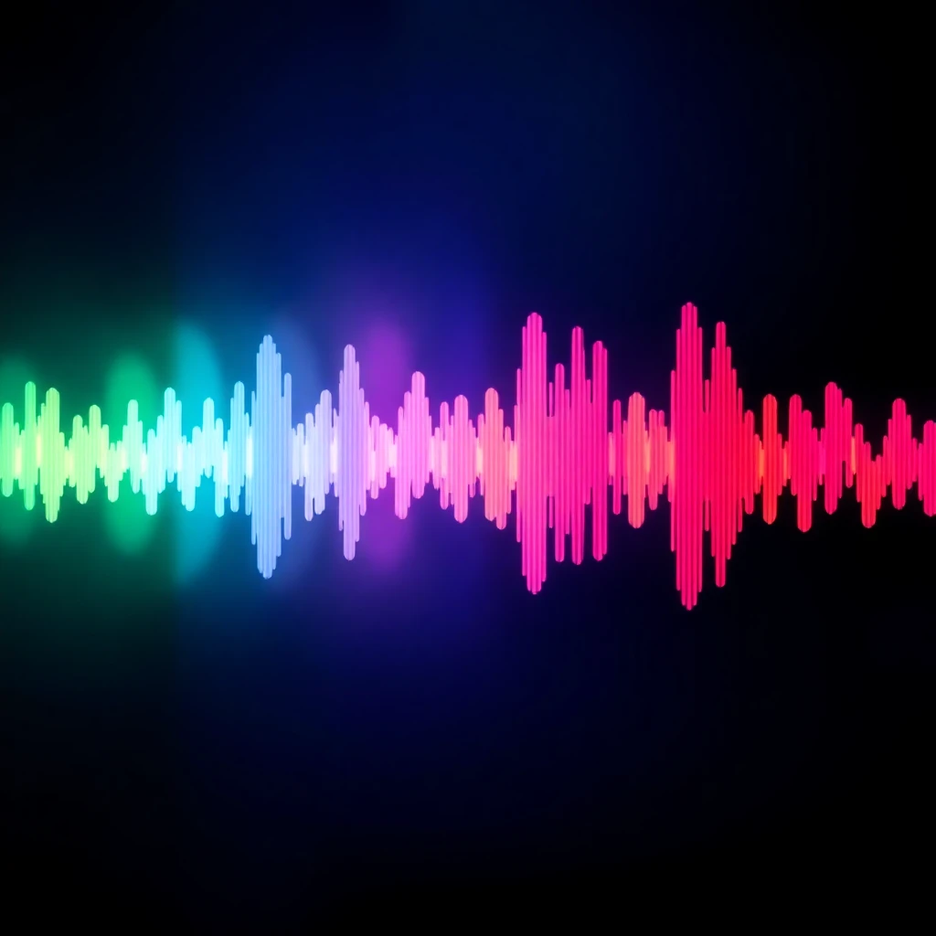 Abstract visualization of sound waves and audio frequencies.
