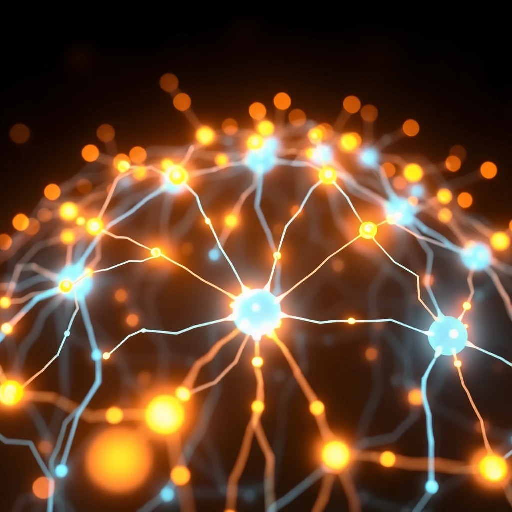 Visualization of a neural network processing information. Gl